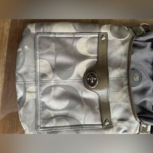 Used Coach Gray Signature C Monogram Canvas Penelope Crossbody Bag F14479